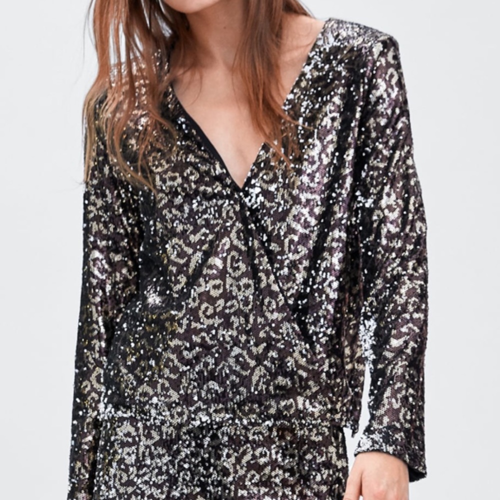 ZARA Animal sequin shirt never worn. Tags on